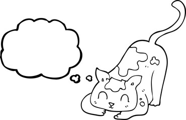 thought bubble cartoon cat playing