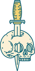 Fototapeta na wymiar tattoo style icon of a skull and dagger