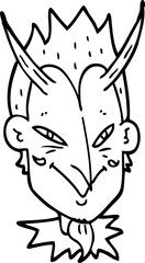 line drawing cartoon devil face