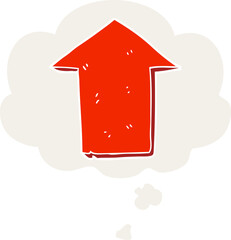 cartoon pointing arrow and thought bubble in retro style