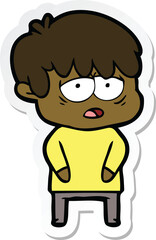 Obraz premium sticker of a cartoon exhausted boy