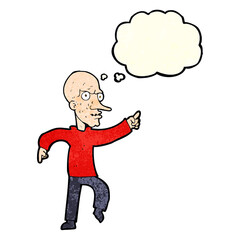 cartoon angry old man with thought bubble