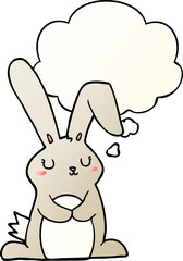 cartoon rabbit and thought bubble in smooth gradient style