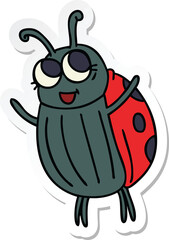 sticker of a quirky hand drawn cartoon ladybird