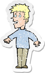 retro distressed sticker of a cartoon happy boy