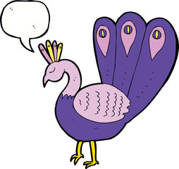 cartoon peacock with speech bubble