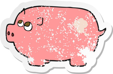 retro distressed sticker of a cartoon piggy bank