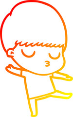 warm gradient line drawing cartoon calm boy