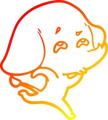 warm gradient line drawing cartoon elephant remembering