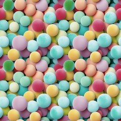 Seamless patterns texture of pastel colored velvet balls,
AI generated. 