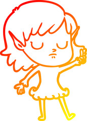 warm gradient line drawing cartoon elf girl