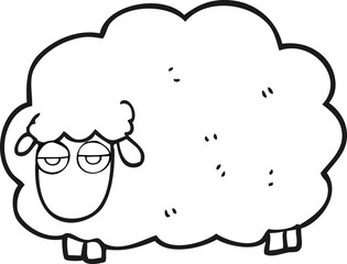 black and white cartoon muddy winter sheep