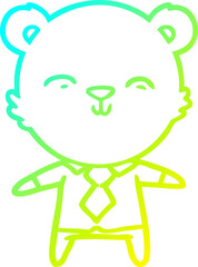 cold gradient line drawing happy cartoon polar bear office worker