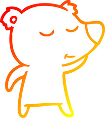 warm gradient line drawing happy cartoon bear