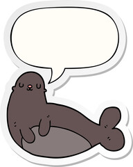 cartoon seal and speech bubble sticker