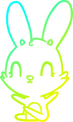 cold gradient line drawing cute cartoon rabbit
