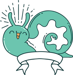 banner with tattoo style happy snail