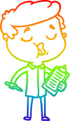 rainbow gradient line drawing cartoon man talking