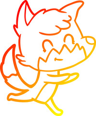 warm gradient line drawing cartoon friendly fox