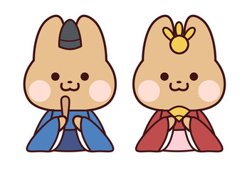 ひな人形/茶色うさぎ