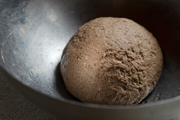 Fototapeta na wymiar The process of making rye bread from sourdough. Photo Recipe. Step by step recipe.