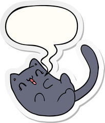 cartoon cat and speech bubble sticker