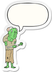 cartoon zombie and speech bubble sticker