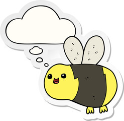 cartoon bee and thought bubble as a printed sticker