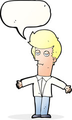 cartoon bored man with speech bubble