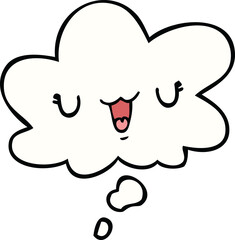 cute happy cartoon face and thought bubble