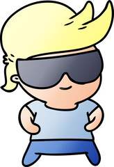 gradient cartoon kawaii kid with shades