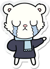 sticker of a crying polar bear cartoon