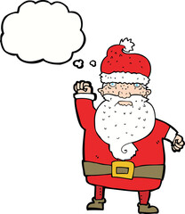 cartoon angry santa claus with thought bubble
