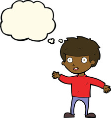 Obraz na płótnie Canvas cartoon happy boy with thought bubble