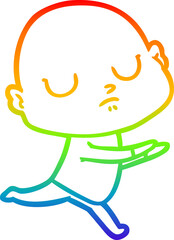 rainbow gradient line drawing cartoon bald man