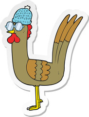 sticker of a cartoon chicken wearing disguise