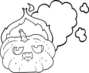cartoon flaming halloween pumpkin
