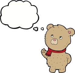 cartoon teddy bear with thought bubble