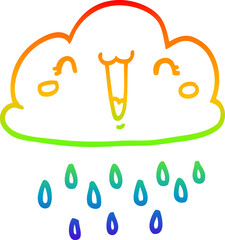 rainbow gradient line drawing cartoon storm cloud