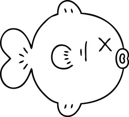 quirky line drawing cartoon fish