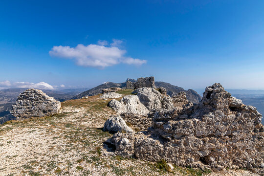 Serrella Castle or Qashtal Castle, stands at a height of 1,051 meters above the Castellet rock. It has Muslim origin, (11th century).Located in Castell de Castells, province of Alicante, Spain