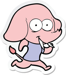 sticker of a happy cartoon elephant