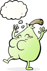 a nice pear cartoon with thought bubble