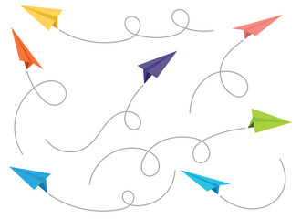 Paper plane with line trace vector illustration