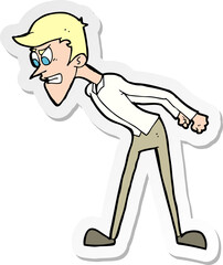sticker of a cartoon angry man