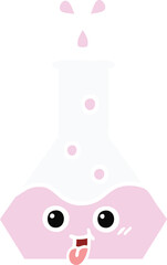 flat color retro cartoon science beaker