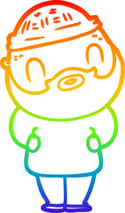 Obraz premium rainbow gradient line drawing cartoon bearded man
