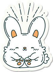 sticker of tattoo style happy rabbit