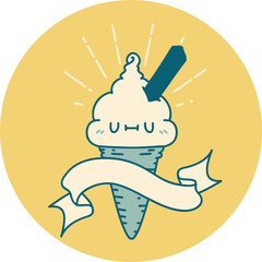 icon of tattoo style ice cream character