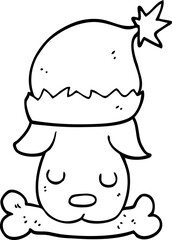 cartoon christmas dog with bone